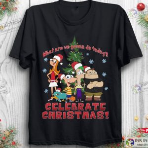 Disney Phineas And Ferb Christmas Group Celebrate Christmas T-Shirt