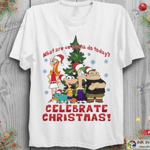 Disney Phineas And Ferb Christmas Group Celebrate Christmas T Shirt Disneyland Family Matching Shirt Unisex Adult T shirt Kid Shirt 3