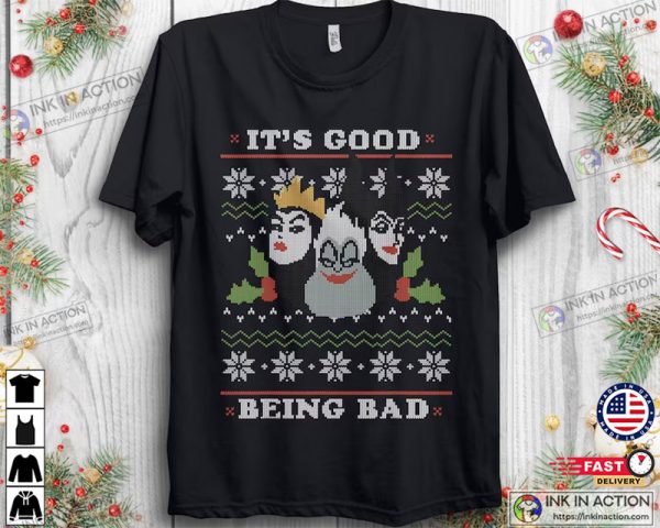 Disney Villains Good Bad Ugly Christmas Sweater T-Shirt