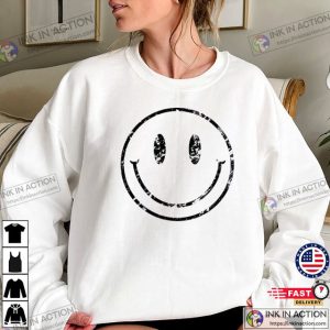 Distressed Smile Face Sweatshirt