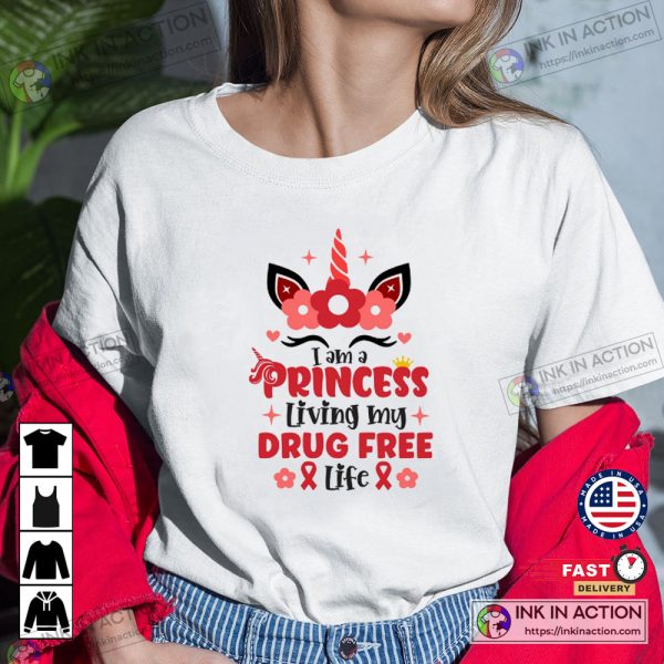 Drug Free Princess Red Ribbon Week No To Drugs Essential Shirt