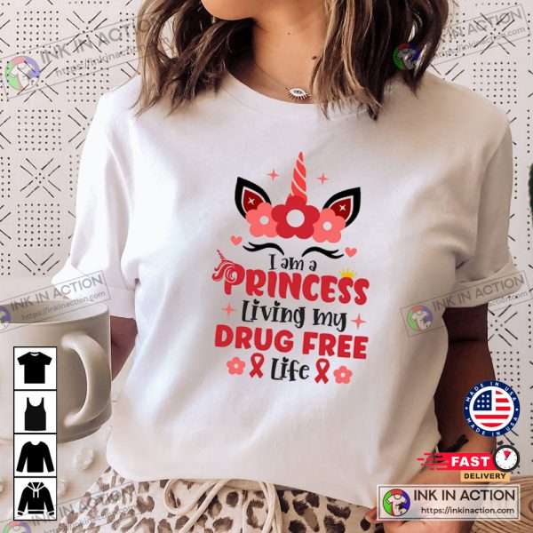 Drug Free Princess Red Ribbon Week No To Drugs Essential Shirt