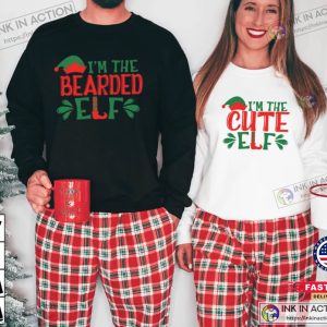 Elf Matching Couple Shirts Im The Bearded Elf Im The Cute Elf Couples Christmas ShirtsMatching Couples Christmas Shirts 1