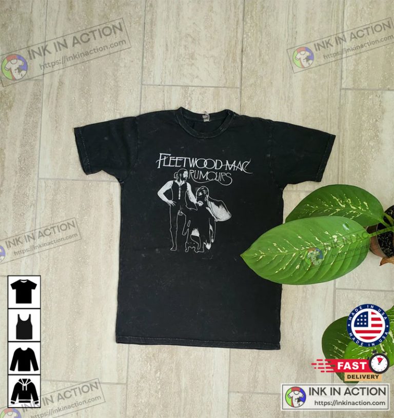Fleetwood Mac Camiseta Rumours Album Band Logo Oficial Hombre Negro, Negro, L