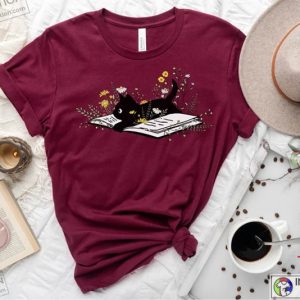 Floral Cat Shirt Cat Lover Shirt Cat Book Shirt Cat Lover Gift Cute Cat Shirts 2