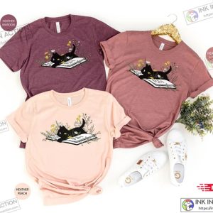 Floral Cat Shirt Cat Lover Shirt Cat Book Shirt Cat Lover Gift Cute Cat Shirts 3
