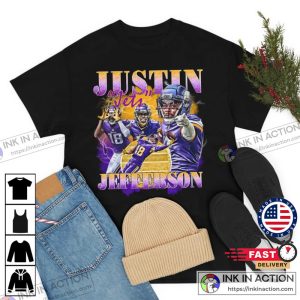 Football JUSTIN JEFFERSON Tshirt Vintage Bootleg 90s Retro Shirt 1