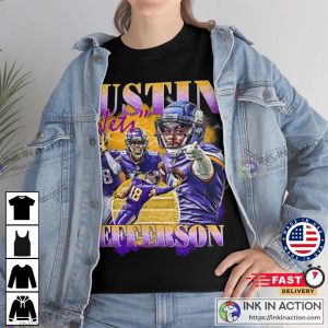 Football JUSTIN JEFFERSON Tshirt Vintage Bootleg 90s Retro Shirt 2
