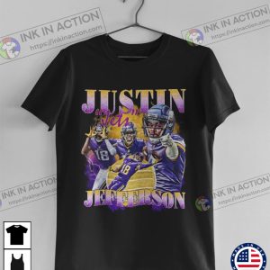 Football JUSTIN JEFFERSON Tshirt Vintage Bootleg 90s Retro Shirt 5