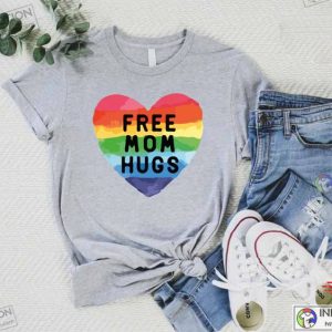 Free Mom Hugs T Shirt Proud Mom Apparel Rainbow Gay Pride T Shirt Lgbtq Proud Parent Shirt Equality Gifts Rainbow Heart ShirtProud Tee 2