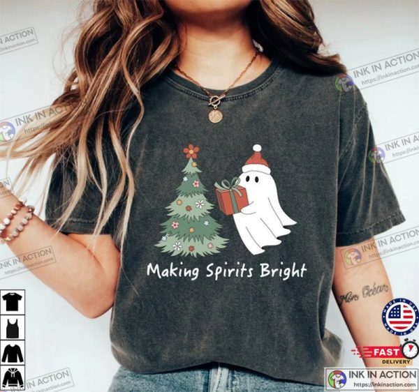 Funny Christmas Shirt, Merry Christmas Shirt, Women’s Christmas Shirt, Cute ghost Christmas Tee