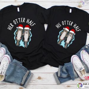 Funny Couple Christmas Shirts Her Otter Half His Otter Half Shirt Matching Christmas Couple Shirts Couple Gifts 2