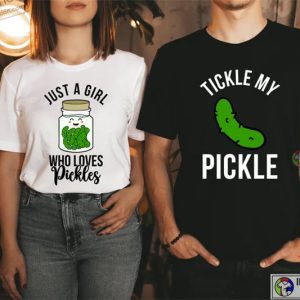 Funny Tickle My Pickle Couple Matching Shirts 1