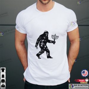 Funny Jewish T shirt Bigfoot Hanukkah Shirt Chanukah Humor Tee Menorah Dreidel Essential Shirt 2