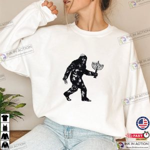 Funny Jewish T shirt Bigfoot Hanukkah Shirt Chanukah Humor Tee Menorah Dreidel Essential Shirt 3