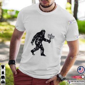 Funny Jewish T-shirt Bigfoot Hanukkah Shirt Chanukah Humor Tee Menorah Dreidel Essential Shirt