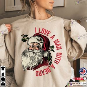 Funny Santa Beard Sweatshirt Cute Christmas Shirt For Women Christmas Crewneck Graphic Christmas Tee 3