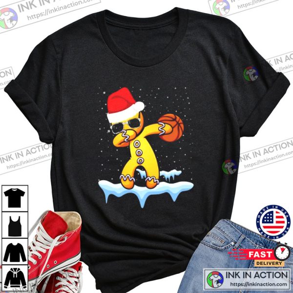 Gingerbread Santa Hat Basketball Merry Christmas 2022 T-shirt