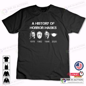 Halloween A History Of Horror Masks Halloween Shirt Horror Movie Shirt Michael Myers Jason Ghost Face Shirt Covid Halloween Tshirt 3