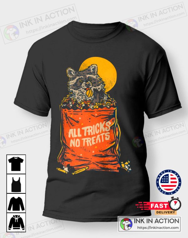 All Tricks No Treats Raccoon Halloween Pullover Sweatshirt T-shirt