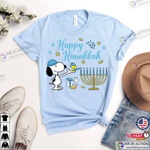 Happy Hanukkah Snoopy Shirt Holiday Peanuts Shirt Hanukkah Gift Menorah Shirt Jewish T shirt 3