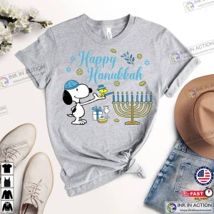 Happy Hanukkah Snoopy Shirt Holiday Peanuts Shirt Hanukkah Gift Menorah Shirt Jewish T-shirt