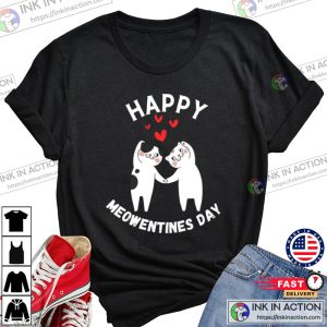 Happy Meowentines Day Couple Cat Valentines Day T-shirt