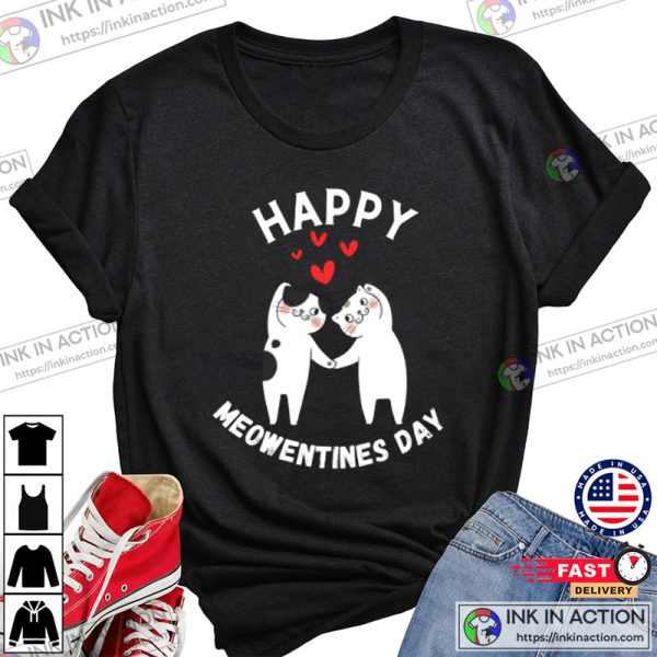 Happy Meowentines Day Couple Cat Valentines Day T-shirt