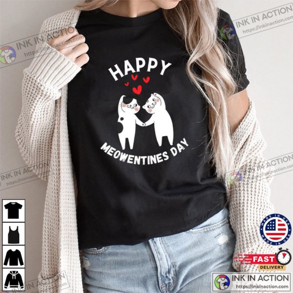 Happy Meowentines Day Couple Cat Valentines Day T-shirt