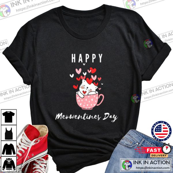 Happy Meowentines Day Cute Cat Valentines Day T-shirt