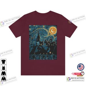 Harry Potter Hogwarts Castle Inspired Starry Night Magic Wizard Castle Boat Magic School Shirt