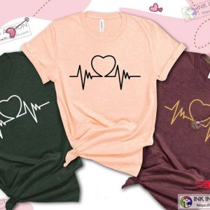 Heart Beat Valentines Day Couple Matching Tee 2