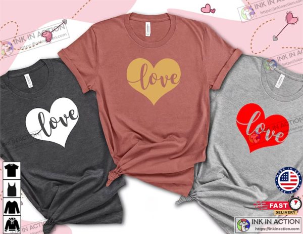 Heart Love Valentines Day Couple Matching Shirt