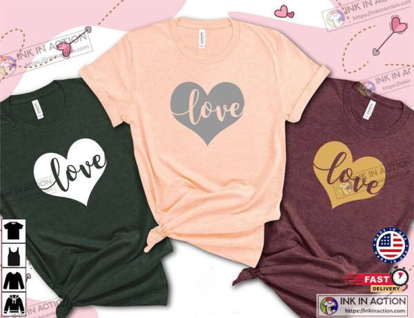 Heart Love Valentines Day Couple Matching Shirt