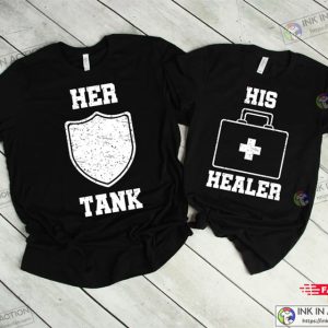 Her Tank His Healer Gamer Couple Shirts