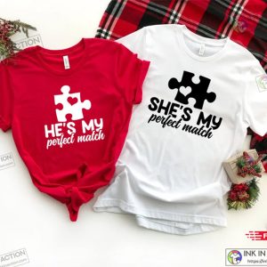 Hes Shes My Perfect Match Shirt Couple Matching Puzzle Shirt Couple Matching Outfits Funny Couples Tee 2