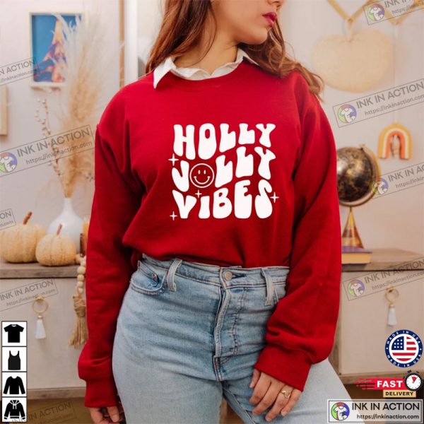 Holly Jolly Vibes Santa Vintage Graphic Tee