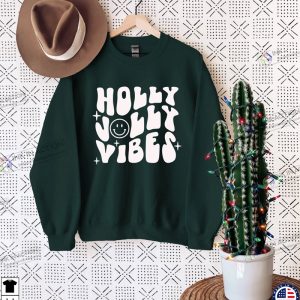 Holly Jolly Vibes Sweater Retro Santa Sweater Santa Sweatshirt Vintage Graphic Tee Merry Christmas Sweater 5