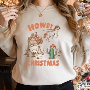 Howdy Santa Western Retro Christmas Crewneck Sweatshirt 2