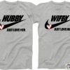 Hubby and Wifey Just Love Him Her Matching Love Couples T-shirts