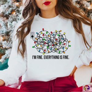 I'm Fine Everything Is Fine Christmas Lights Sweatshirt 3