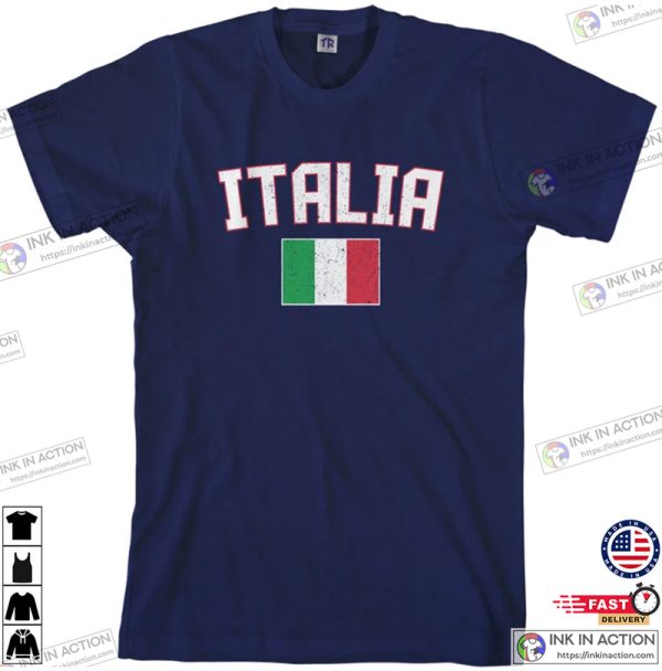 Italia Flag Men’s T-shirt, Italy National Team European Football, Italian Soccer Mediterranean Rome Republic