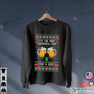 Its The Most Wonderful Time for a Beer Ugly Christmas Sweater Unisex Crewneck Graphic Sweatshirt 1