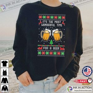 Its The Most Wonderful Time for a Beer Ugly Christmas Sweater Unisex Crewneck Graphic Sweatshirt 3