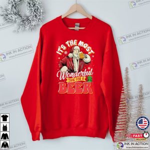 Its the Most Wonderful Time For A Beer Sweatshirt Christmas Shirts For Men Beer Sweatshirt Santa Sweater 1