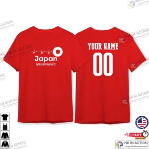 Japan Heart World Cup 2022 T-Shirt, Japan World Cup 2022, Personalized Name Number and Color 2 Sides Shirt