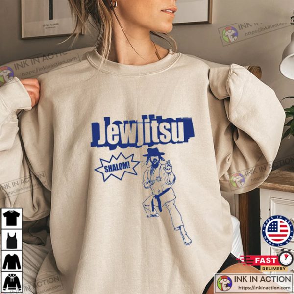 Jewjitsu Funny Retro Karate Hebrew Rabbi Jewish Pride Graphic Shirt