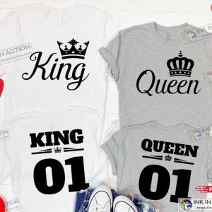 King Queen Crown Matching Couple King and Queen Shirt For Couple Valentines Day Shirt Gifts 1