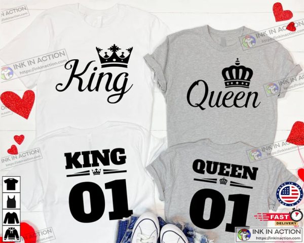 King Queen Crown Matching Couple Shirts