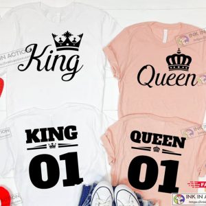 King Queen Crown Matching Couple King and Queen Shirt For Couple Valentines Day Shirt Gifts 2